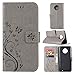 Produktbild Für Moto G6 Plus (Nicht für Moto G6) Hülle, ZCRO Handyhülle Leder Case Elegant Blumen Muster Flip Cover Hüllen Tasche mit Magnet Kartenfach Multifunktion Silikon Bumper Handytasche Bookstyle Schutzhülle Wallet Case Brieftasche Lederhülle Etui Schale für Moto G6 Plus (Grau)