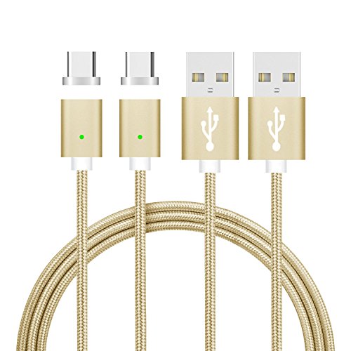 [Update Version]Magnet USB C Kabel auf USB 3.0 A-Lebenslange Garantie-TUOYA Magnetisches USB-C Ladekabel- Fast Charging-Magnetisches Type C Ladekabel Kabel mit LED Statusanzeige für Type C Geräte inklusive dem,Samsung Galaxy S8 ,S8+ OnePlus 3T/3, HTC 10, Nexus 5X, Nexus 6P, Huawei P9, Huawei P9 Plus (2*Gold)