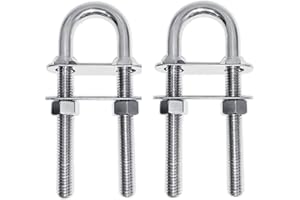 WXFEXIA Marine Boat Stainless Steel U Bolt Stern Bow Eye Tie Down, 3/8“ Stock, 4-1/2“ Overall Length, 3” Thread Length, 2Pcs