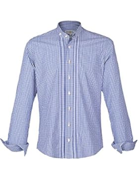 Herren Almsach Stehbundhemd Slim-Fit Vichy blau 'Richy', blau,