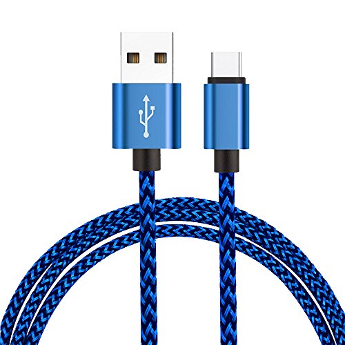 USB Typ C Kabel [Ultra Durable] H quadratic Nylon geflochten - für Huawei P9, Nexus 6P, Nexus 5X, Oneplus 2, neues Macbook, ChromeBook Pixel, Nexus 5X / 6P, OnePlus 2/3, (Länge 1M Farbe Blau)