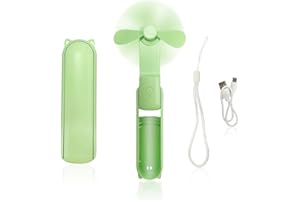 BEIIEB 1-pak ręczny przenośny wentylator, ładowanie USB, trzybiegowa regulacja prędkości wentylatora, składany mini, podróżny / domowy / osobisty wentylator (zielony)
