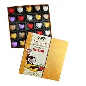 Ayur Bars Coco Love Gift Box- 25 Pieces Of Handmade Dark Chocolate | Zero Cholesterol | Five Flavours: Mango, Coconut, Vanilla, Coffee And Mixed Fruit (125g)