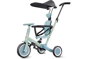newyoo Tricycle for Toddlers 1-3, Toddler Tricycle with Push Handle & Canopy, Toddler Bike, Birthday Gift & Toys for Girl & Boy, 6 in 1 Baby Trike, Balance Bike, TR009