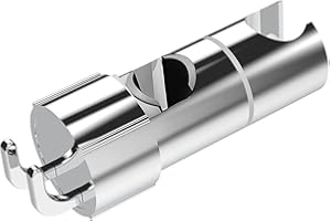 Howdah Soporte de Ducha de Pared con 2 Ganchos y Sin Taladro Soporte Universal Para Barra Deslizante De 18-25MM De Diámetro, Rotación De 360 Grados, ABS Plata