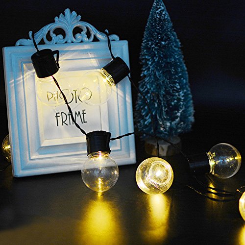 KEEDA LED Solar Kugel Lichterkette Warmweiß mit 10pcs Globe Birnen, 3.5m(15.75ft) Glühbirne Lichterketten, Solar Weihnachts Beleuchtung, Innen und Außen Deko Glühbirne,Außenbeleuchtung , Solar Garten Dekorative Lichter/ Lichterkette Beleuchtung , Weihnachten Dekoration, Wasserdicht (Warmweiß) - 2