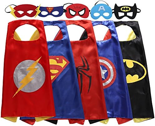 Zaleny Superhero Dress Up Costumes 5 Satin Capes with Felt Masks