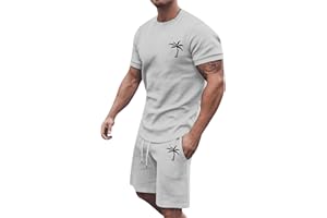 Cvanxluy Sommer Outfit Herren Zweiteiler Casual 2 Teiler Sportanzug Shorts Und Tshirt Set Stretch Jogginganzug Klamotten Atmungsaktive Sommerhemd Freizeitanzug Strand Trainingsanzug Tracksuit Männer