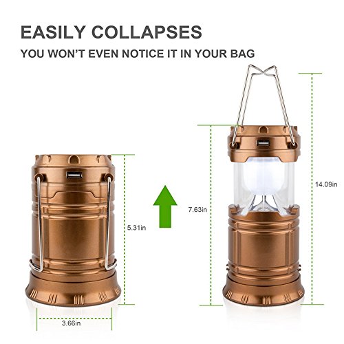 Aktualisiert Camping Licht, Solar Wiederaufladbare LED Camping Laterne und Taschenlampe in der Unterseite mit „S“ Haken zum Wandern, Camping, Angeln, Hurricanes, Outages ¡ - 6