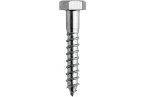 DOJA Barcelona | Vis Tirefond M6x50mm | Lot de 50 | Acier Zinguée à Tête Hexagonale | Pour Visserie, Support Poteau, Cheville, Panneau, Portillon Bois