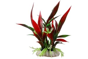 Wedhapy Plantes d'aquarium artificielles Plantes Aquatiques artificielles Fausse Plante sous-Marine Herbe décoration de Paysage pour Aquarium Rouge