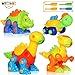 Price comparison product image Buyger Assembly and Disassembly Dinosaurs and Turtle Play 4 Sets DIY Take-apart Animal Puzzle Toys with 4 Screwdriver Tools(Random Color)