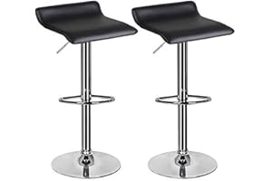 Hadwin Pair of Black Bar Stools,Breakfast Bar Stool with Chrome Footrest and Base Swivel Gas Lift Elegant Leather Simple Bar Stool for Kitchen/Breakfast Bar/Counter/Home Furniture
