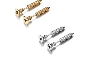EUJEBEDA 2 Pares Punk Pendientes Hombre Mujer Pareja Forma roscada de Acero Inoxidable de la Forma cónica del oído,Juego Pendientes Unisex de Acero Inoxidable con Forma de Cruz para Piercing Cartílago