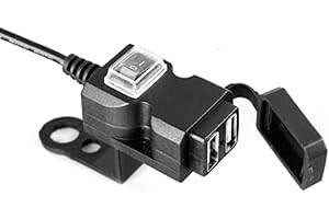 YIRAN Fast Charger Dual USB Port for Motorcycle, Motorbike Clamp - Waterproof with Power Switch