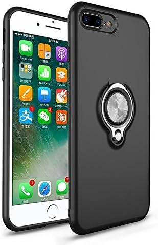 iPhone 8 Plus Case, ELECNEWELL iPhone 8/7 Plus Case Cover with Shock Absorption Dual Cover Design Phone Ring Holder Anti-scratch Protective Case (Black)