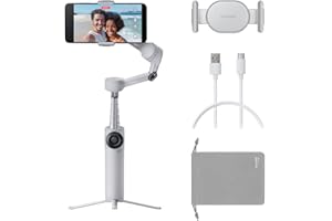Insta360 Flow 2 Grau, Gimbal für Smartphones – Zusammenklappbarer KI-Smartphone-Gimbal, KI- & Multi-Personen-Tracking, Stativ/Selfie-Stick integriert, Fernsteuerung, für iPhone/Android, Reise