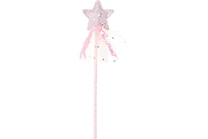 Amosfun Star Wand Christmas Girls Costume Props Angel Fairy Wands Sticks for Birthday Wedding Party Cosplay Favors Role Play Toys