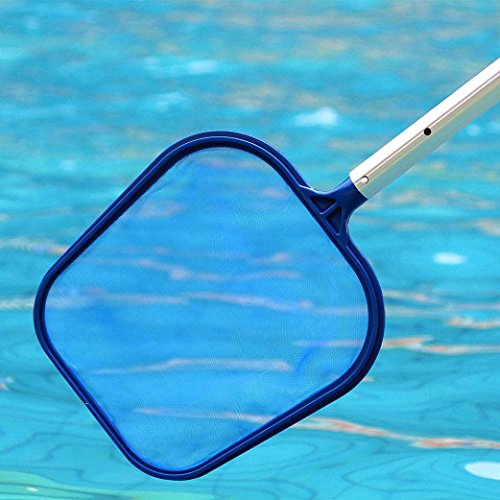 Keepwin Poolkescher Laubkescher Flachkescher mit stabilem Rahmen, Blatt Rechen Mesh Rahmen Netz Skimmer Reiniger Schwimmen Schwimmbad Spa Werkzeug (Blau) - 4