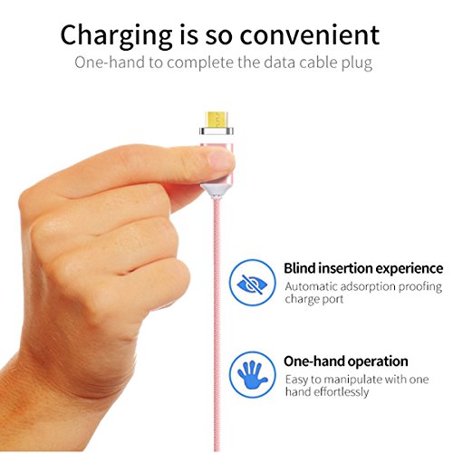 Magnetische Usb Kabel Ladekabel Datenkabel,EIVOTOR Micro USB Kabel Nylon High Speed USB Ladekabel 1m Synchronisierungs Kabel 2.0A Datenkabel Lightning USB Charger Lade Kabel Schnellladekern mit LED und Micro USB Adapter unterstützt schnelles Laden Fast Charge für Android Samsung Sony Huawei LG Smart Handys Tablets Samsung galaxy NOTE 5 - 4