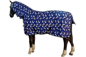 Horse Masters Turnout Rug with Neck Combo – 600D Waterproof & Breathable Horse Rug – 100gsm Panda Print – Brass Clips, Shoulder Gussets & Cross Surcingles – Lightweight Rug for All Seasons, 100gm