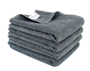 SOBBY Microfiber Car Cleaning,Detailing & Polishing Cloth - Set of 4-340 GSM (40cm x 60cm, Grey)