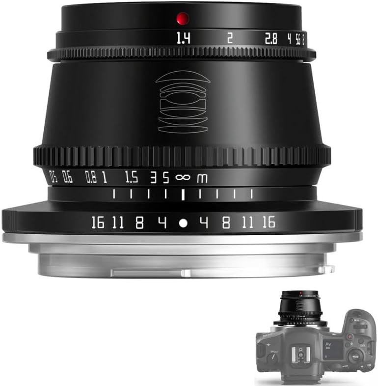 TTArtisan 35 mm F1.4 Lente APS-C para Cámaras con Enfoque Manual para Canon EOS RF Mount EOS R RP R5 R6 (Negro)