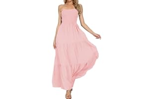 Timathous Donna off Shoulder Estiva Senza Spalline Spiaggia Bohemien Maxi Abito,Top A Tubo Lungo Abiti Vestito
