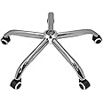 P P CHAIR 1 PC. Office revolving Chair Parts Chrome Spider Base for Office Chair with Grey Black PU Caster OR Wheel, Shining Chair Base Heavy Duty