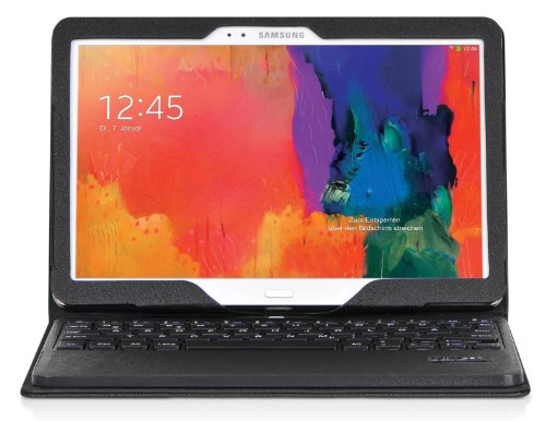 DONZO Tasche inkl. Bluetooth Tastatur (deutsches Tastaturlayout, QWERTZ) für Samsung Galaxy tab pro 10.1 T520 & T525 mit Standfunktion - schwarz