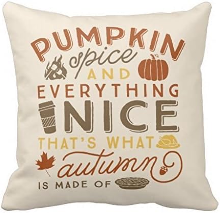B Lyster shop Pumpkin Spice Typographic Autumn Cotton &amp; Polyester Soft Zippered Cushion Throw Case Pillow Case Cover