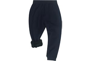 Maeau Pantalon Doublé Polaire Chaud Enfant Garçon Fille Pantalon en Coton de Jogging Sport Hiver Automne Pantalon Thermique Epais avec Taille Elastique et Poches, Doux Respirant Confortable, 100-160cm