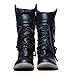 Produktbild Xianshu Damen Wohnung Mittleres Kalb Schnüren Slouch Boots Anziehen Lässige Stiefel (Schwarz-38 EU)