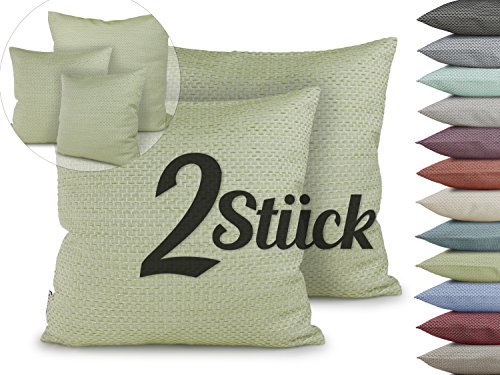 Doppelpack zum Sparpreis - Kissenhülle Rio - moderne Wohndekoration von Trend Collection in elegantem Design - erhältlich in 12 modischen Farben und 3 Größen, 60 x 60 cm, lime