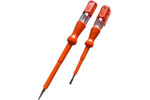 ebuyerfix 2Pcs Voltage Tester Electric Tester AC 100-500V Voltage Test Slotted Screw Driver Pen Safety Insulated Handle and Pocket Clip