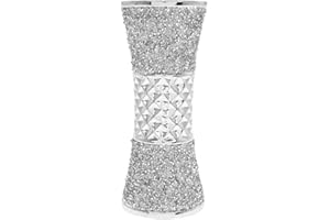 The Leonardo Collection Silver Sparkle Flower Vase With Crushed Diamonte Bling Textured Home Decoration Display Ornament Decor 19cm