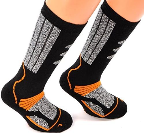 PistenSauser Ski Socks for Children, 2 Pairs of Children’s Ski Socks with Special Padding -  Orange - 6/8