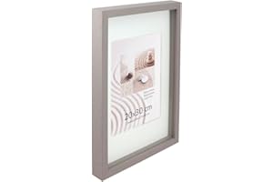 KM Foto 3D Objektrahmen Holz Bilderrahmen Shirt Trikot Rahmen Collage Wanddeko Poster S223: Farbe: Taupe | Format: 40x50