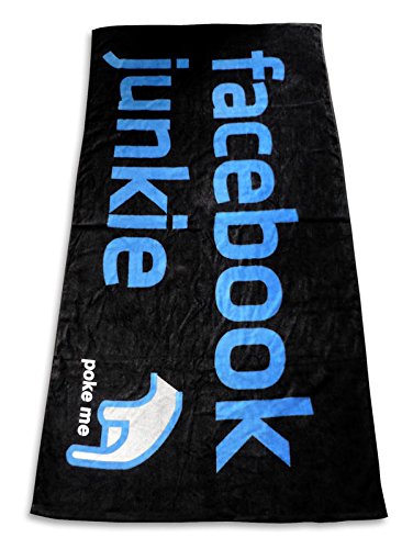Preisvergleich Produktbild Badetuch Facebook Junkie Blau / Weiß,Bedruckt,aus