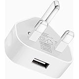 TECHNOPLAY UK 3 Pin Plug USB Mains Charger Adapter 1AMP 1000mAh Fast Speed Travel USB Wall Charger Compatible with iPhone iPa