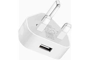 TECHNOPLAY UK 3 Pin Plug USB Mains Charger Adapter - 1AMP 1000mAh Fast Speed Travel Charger - Compatible with iPhone, iPad, iPod, Samsung Galaxy Tab, Huawei Tablet & USB Devices (White)