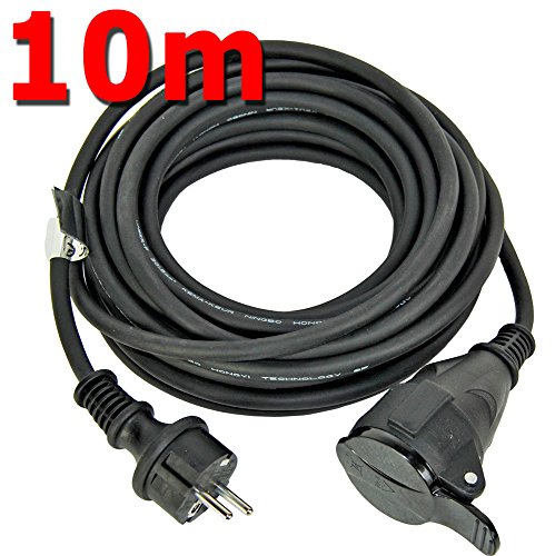 Gummi Verlängerungskabel 10m außen und Ihnen Strom 3x 1,5 mm² IP44 Stromkabel für Garten - 3