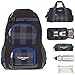 Produktbild 6 Teile MEGA SET: ELEPHANT HERO 2 GEAR Rucksack + Sporttasche + Federmäppchen XL + Mäppchen Zipper + Regenschutz + Trinkflasche 12366 (Plaid Black)
