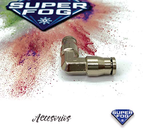 SUPERFOG SF1001 Codo automático para tuberia de nebulización de 1/4" de diámetro, Plata, 1 Unidad