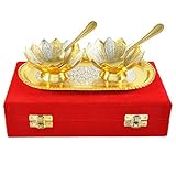 Jaipur Ace Richi Rich Gold and Silver Plated Brass Bowl Tray Set