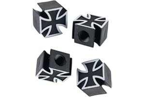 hotrodspirit - Bouchon Valve de Roue (x4) Croix Malte Noir Auto Moto Velo