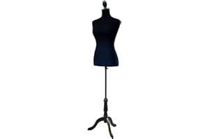 HOMCOM Maniquí de Costura Maniquí Mujer Ajustable a 130-168 cm con Trípode de Madera 50 Alfileres de Colores para Fotografía de Moda Exposición de Prendas Negro