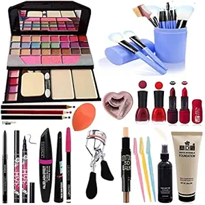 FIT COLOUR Face makeup combo tya 6155 with 10 pcs makeup brush & many more items (Set of 15)
