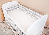 Amilian® Bettumrandung Nest Kopfschutz Nestchen 420x30cm, 360x30cm, 180×30 cm Bettnestchen Baby Kantenschutz Bettausstattung Elefant Grau - 2