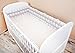 Amilian® Baby Cot Bumper Wrap Around Protection For Baby's Bed With Head Guard 100% hypo-Allergenic 100% Cotton Breathable and non-toxic materials Anti-allergic Elephant Print Grey Available In 3 Sizes (420 cm x 30 cm) (360 cm 30 cm) (180 cm x 30 cm)